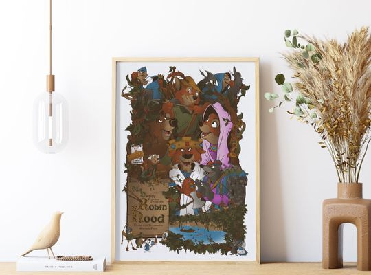 Disney Robin Hood Poster, Merry Menagerie Poster, Vintage Disney Poster