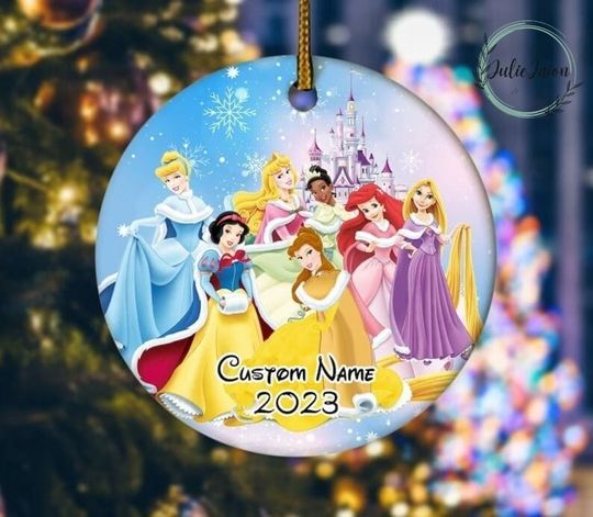 Personalized Princess Ornament, Disney Princess Ornament, Disney Xmas Ornament