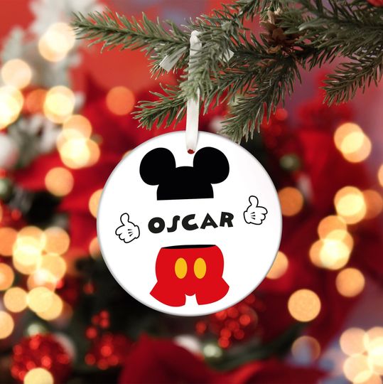 Mickey Mouse Ornament, Disney Mickey Mouse Ornament, Custom Name Ornament