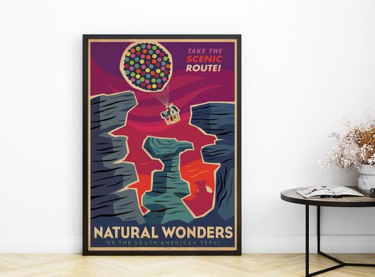 Up Poster, Natural Wonders Poster, Paradise Falls Poster, Vintage Disney Poster