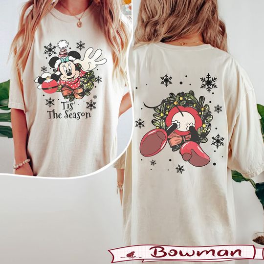 Minnie Mouse Disney Christmas T-Shirt, Christmas Double Sided T-Shirt