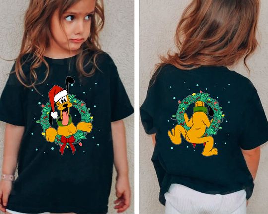 Pluto Dog Disney Christmas T-Shirt, Christmas Double Sided T-Shirt