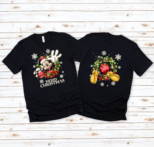 Mickey Mouse Disney Christmas T-Shirt, Christmas Double Sided T-Shirt