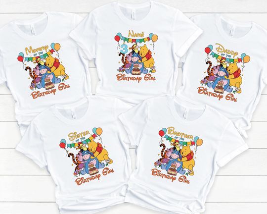 Winnie The Pooh And Friends Family Matching Birthday Shirt, Disney Winnie The Pooh Birthday Girl Boy Shirt