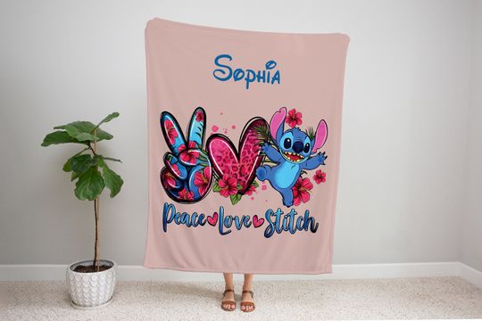 Peace Love Stitch Blanket, Disney Blanket,  Christmas Gift, Stitch Blanket, Disney Trip Blanket, Birthday Gift