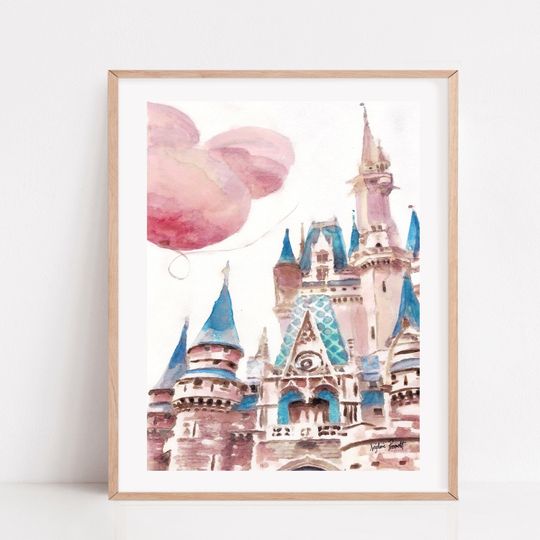 Discover princess castle wall art, disneyworld art, disneyland, girl bedroom