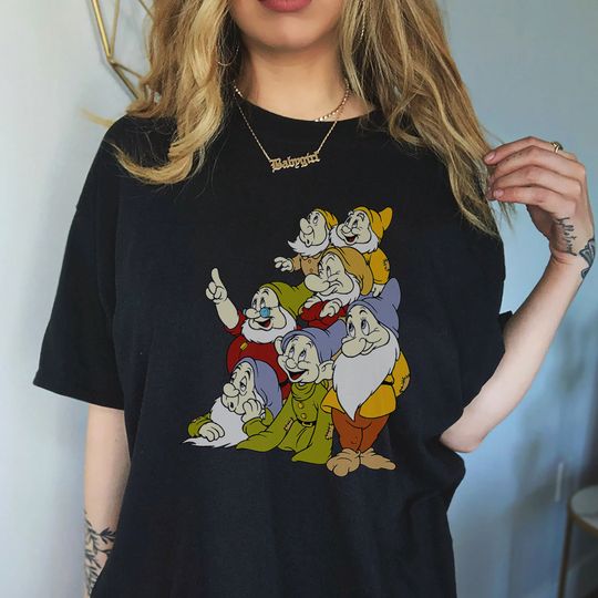 Discover Disney Snow White Seven Dwarfs Group Poster Vintage Shirt