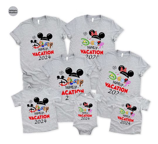 Discover Custom Disney Family Vacation 2024 shirt, Disney Vacation Family Name Shirt