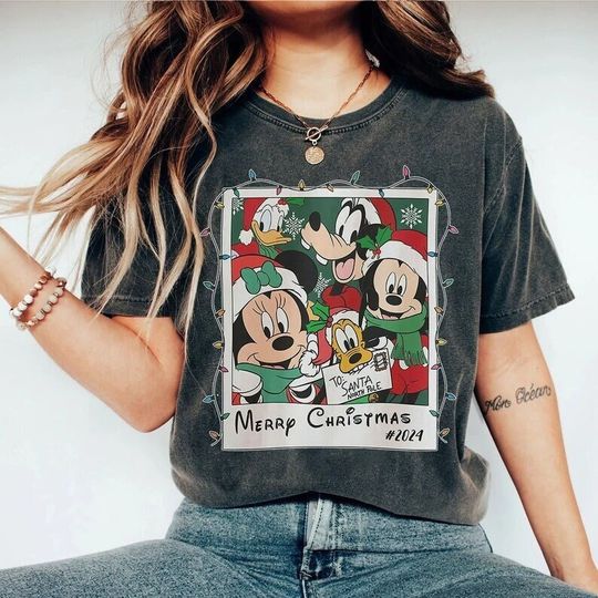 Discover Retro Merry Christmas Party 2023 Shirt, Mickey and Friends Shirt, Christmas Disney shirt