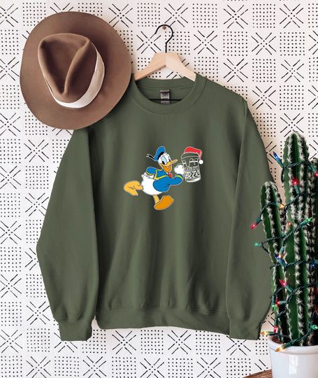 Donald Duck Drink Beer Christmas Sweatshirt, Disney Christmas Shirt