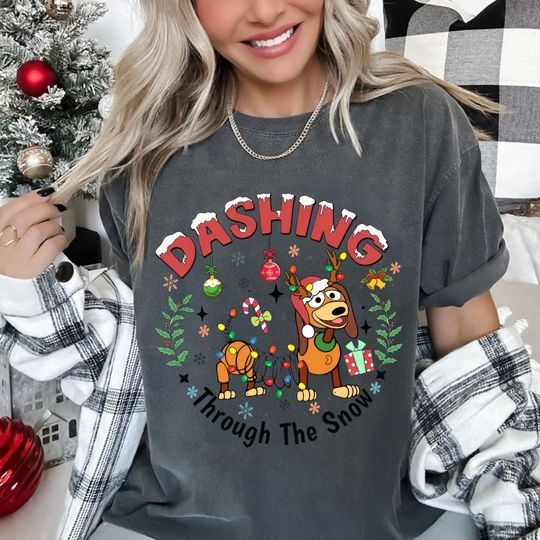 Dashing through the snow Slinky Dog Christmas Shirt, Disney Dog
