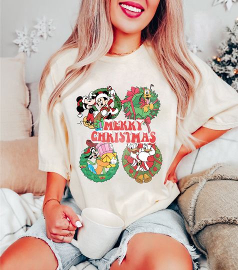 Discover Retro Mickey and Friends  Color Shirt, Christmas Disney shirt, Family Holiday