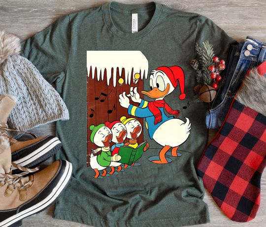 Disney DuckTales Christmas Donald Huey Louis Dewey Caroling Christmas Shirt