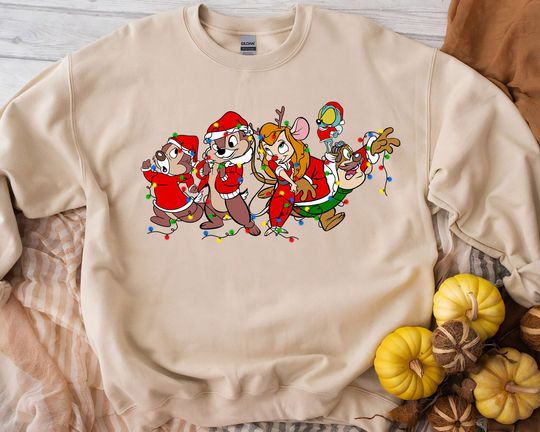 Discover Disney Chip And Dale Christmas Lights Shirt