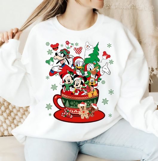 Disney Mickey and Friends Christmas Coffee Latte Drink Cup Shirt