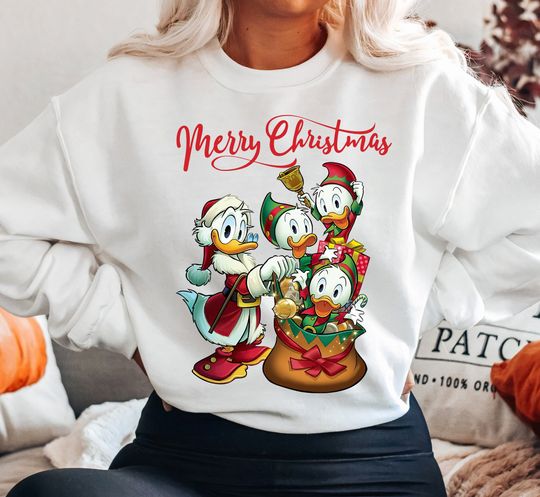 Disney DuckTales Christmas Donald Huey Dewey & Louie Duck Santa Costume Shirt
