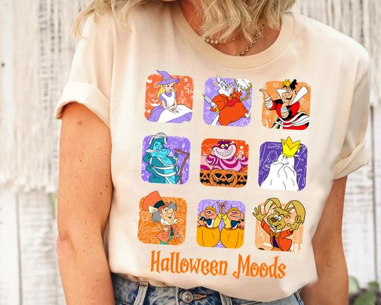 Halloween Moods Disney Alice in Wonderland Characters Shirt, Halloween Mummy Witch Shirt