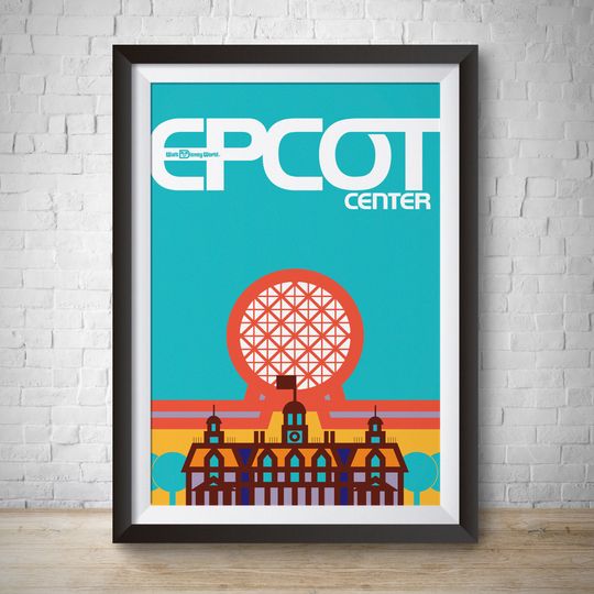 Discover Epcot Vintage Poster, Epcot Center Vintage Disney Print Disneyworld Poster