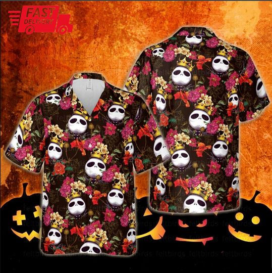 Jack Skellington The King Of Nightmare Halloween Disney Hawaiian Shirt, Disney Aloha Shirt