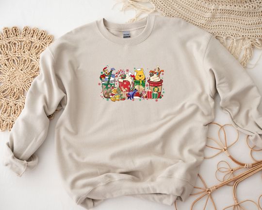Winnie The Pooh And Friends Christmas Coffee Shirt, Disney Holiday Matching Sweatshirt