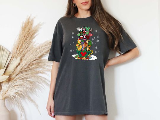 Christmas Winnie The Pooh Teacup Shirt, Christmas Disney Characters Shirt