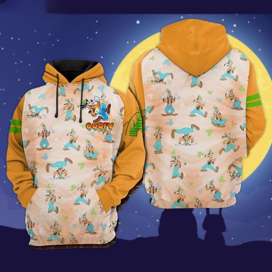 Goofy Dog Pattern Raglan, Disney Cartoon 3D Hoodie Zip, Donald Christmas Hoodie