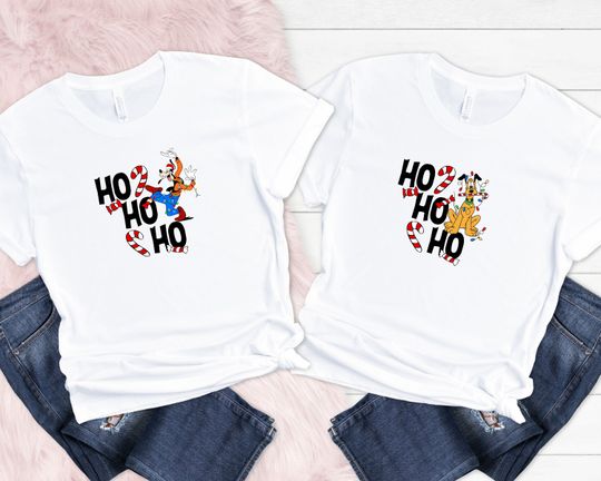 Disney Pluto Goofy Christmas Ho Ho Ho Shirt, Christmas Candy Cane Shirt