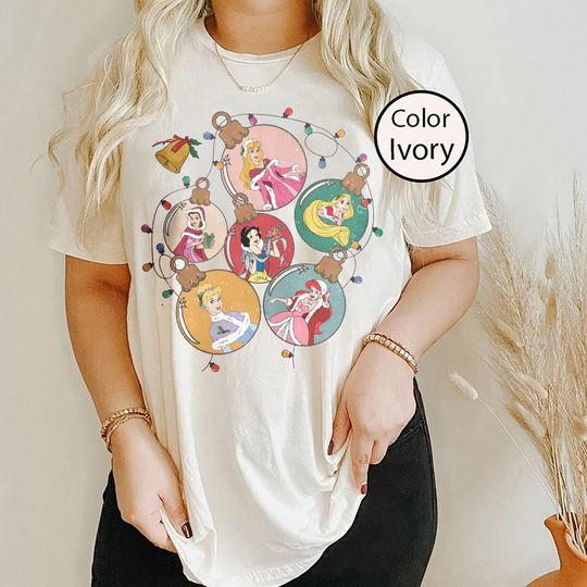 Vintage Disney Princess Ornament Christmas  Shirt, Retro Princess Christmas Shirt