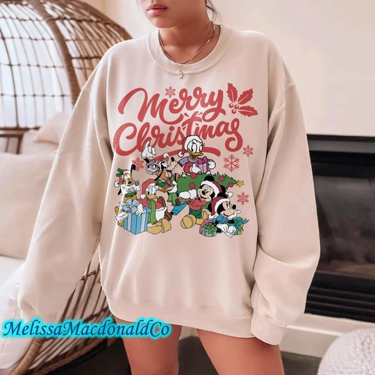 Vintage Disney Christmas Sweatshirts, Mickey and Friends Christmas