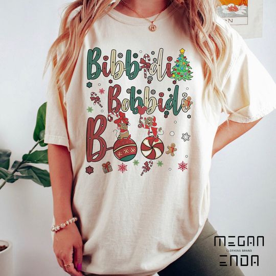 Bibbidi Bobbidi Boo Christmas Shirt, Jaq And Gus Shirt, Disney Christmas T Shirt