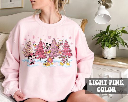 Vintage Mickey And Friends Pink Christmas Tree Shirts, Disney Christmas