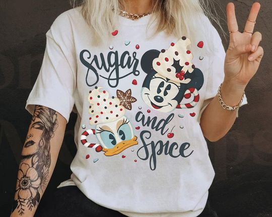 Retro Minnie Mouse And Daisy Duck Sweatshirt | Cocoa Sugar And Spice T-shirt | Christmas Disney Family Tee | Disneyland Trip Outfits