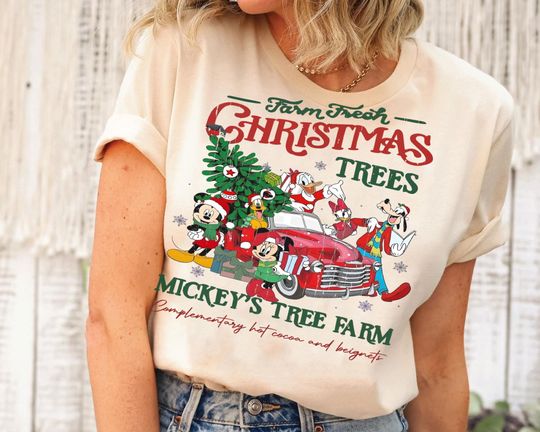 Vintage Disney Farm Fresh Sweatshirt | Mickey'S Tree Farm T-shirt | Mickey And Friends Christmas Tee | Disneyland Trip Outfits | Disney Xmas