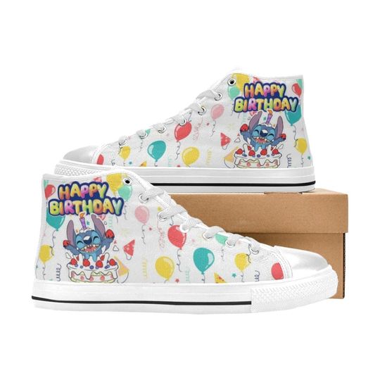 Stitch Happy Birthday Disney High Top Sneakers