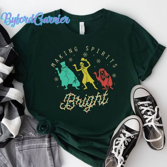 Making Spirits Bright Disney Christmas Shirt, Haunted Mansion