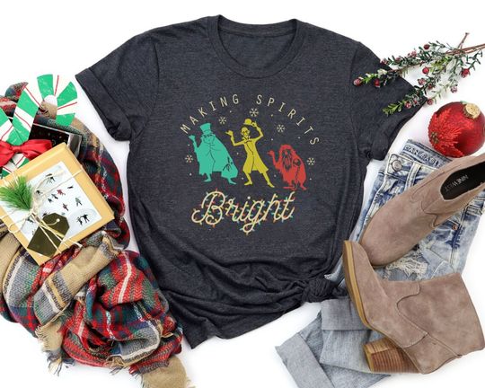 Making Spirits Bright Disney Christmas Shirt, Haunted Mansion