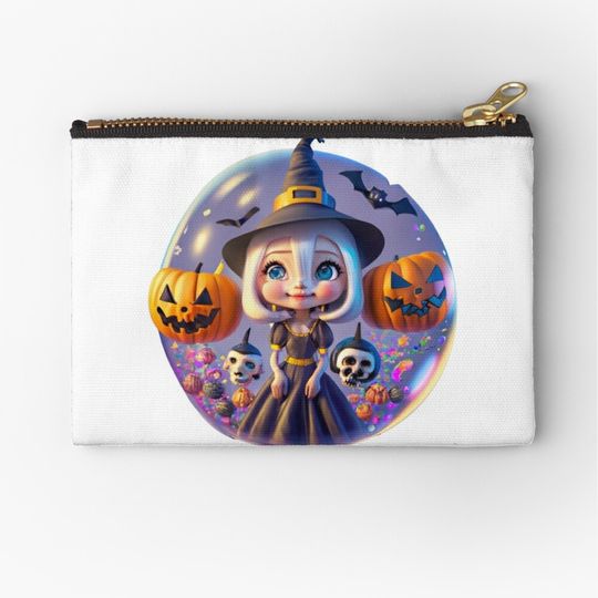Witch girl Halloween Disney style design Zipper Pouch