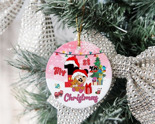 Discover Personalized Baby First Christmas Ornament,Minnie Disney Xmas Tree