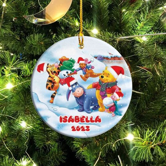Personalized Eeyore Disney Christmas Ceramic Ornament, Winnie the Pooh Ornament