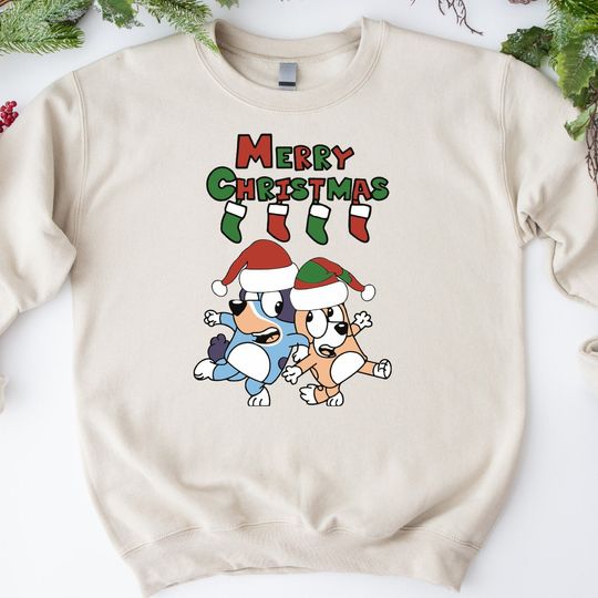 Discover Disney BlueyDad and Bingo Merry Christmas 2023 Sweatshirt, Merry Christmas Sweatshirt