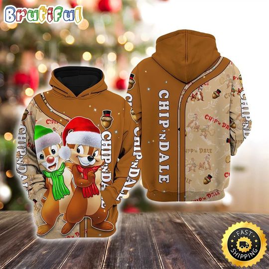 Chip And Dale Christmas Disney Hoodie, Disney 3D Hoodie
