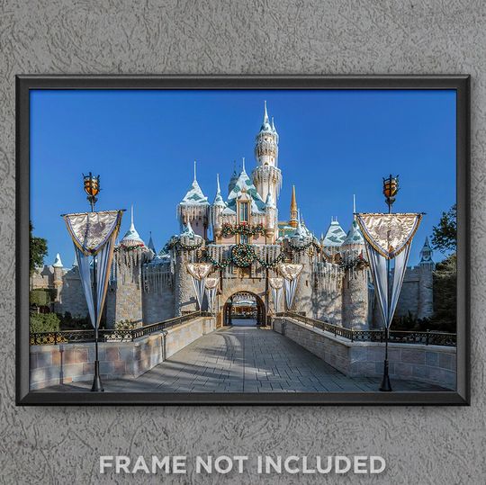 Disneyland Sleeping Beauty Castle Christmas Poster