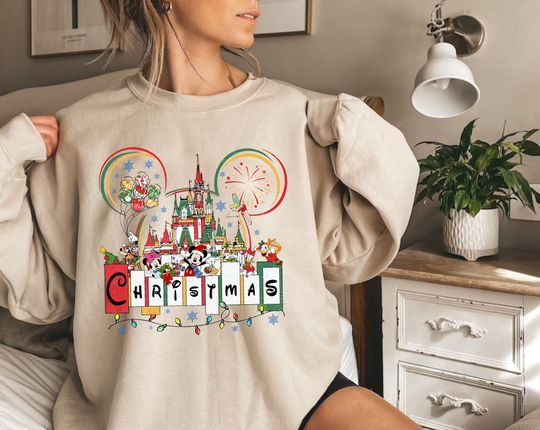 Discover Retro Disneyworld Christmas Sweatshirt, Mickey and Friends Christmas Sweatshirt