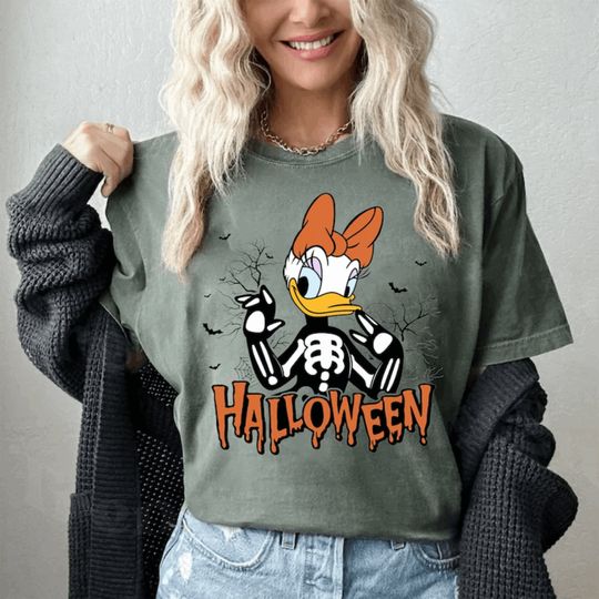 Daisy Duck Skeleton Halloween Shirt, Daisy Halloween Shirt, Disney Halloween Shirt, Retro Mickey Shirt