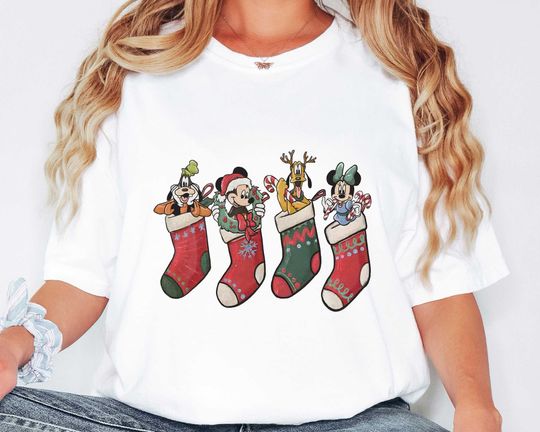 Discover Vintage Retro Disney Christmas Stocking Shirt