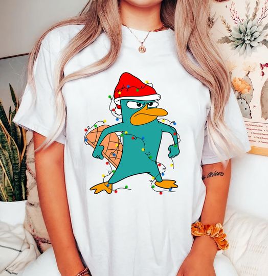 Perry the Platypus The Phineas and Ferd Lights Shirt, Disneyland Christmas