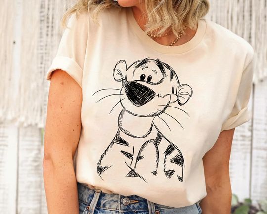 Discover Disney Tigger Sketch Portrait Shirt, Cute Winnie The Pooh Shirt