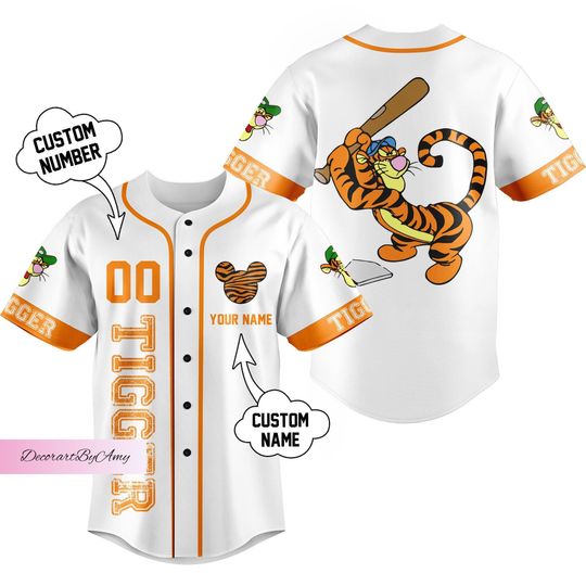 Christmas Disney Tiger Jersey, Tiger Disney Jersey Shirt, Winnie Pooh Baseball Jersey, Disney Tiger Shirt