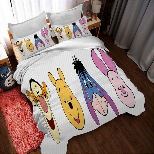 Personalized Disney Winnie The Pooh Bear Cartoon Bedding Set