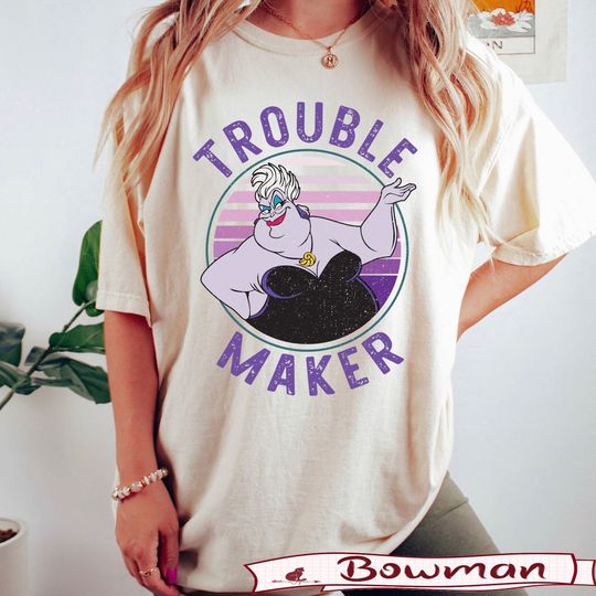 BM Disney The Little Mermaid Villains Ursula Trouble Maker Retro  Shirt, Disney Halloween  Family Birthday Gift